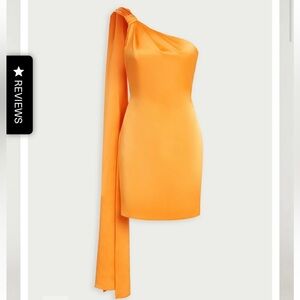 Halston Heritage Vibrant Orange One-Shoulder Dress